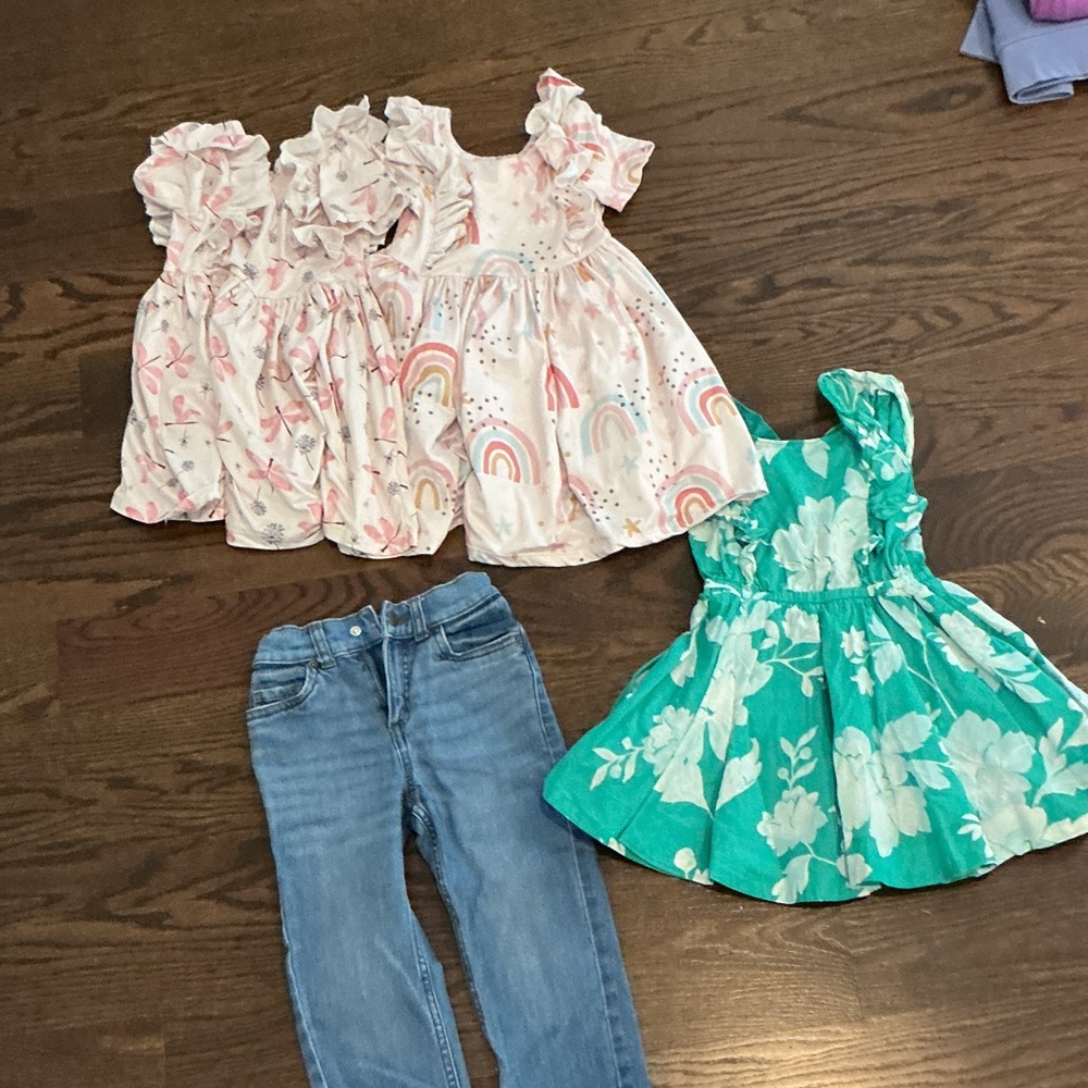 Floral and Rainbow Kids Tops Set